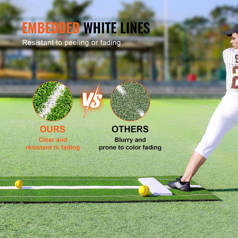 Softball Pitching Mat for Pitchers Indoor Outdoor Pitching Practice - 10' x 3'