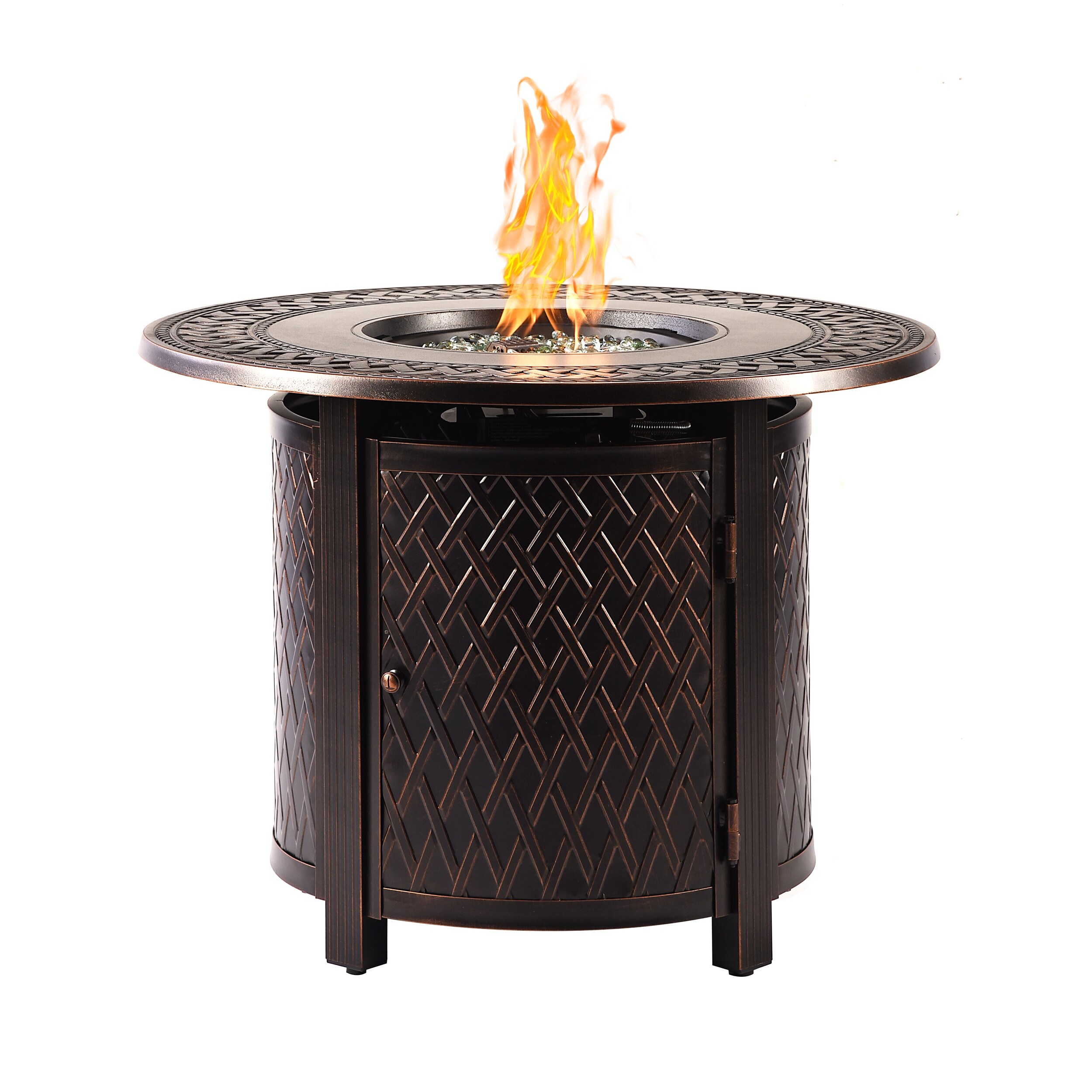 Round aluminum propane discount fire pit table