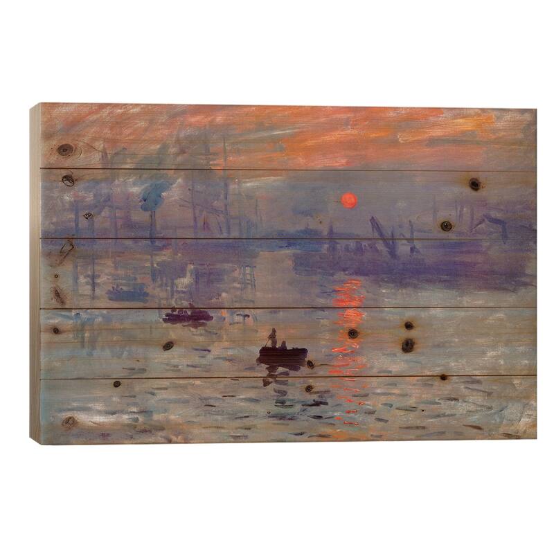 Sunrise Impression Print On Wood by Claude Monet - Multi-Color - 18x26x1.5