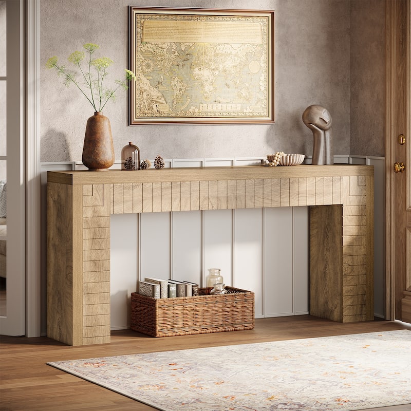 70.9-Inch Extra Long Console Sofa Table for Entryway Living Room - 11.4" D x 70.9" W x 33.4" H - Brown
