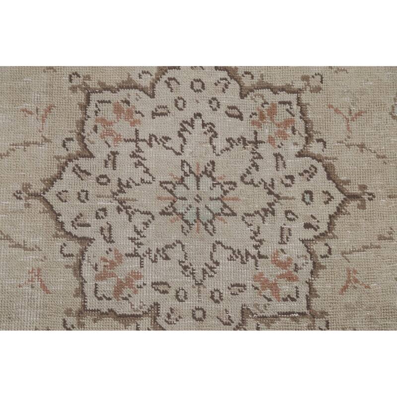 Distressed Persian Vintage Area Rug Hand-Knotted Wool Carpet - 6'6"x 9'9"