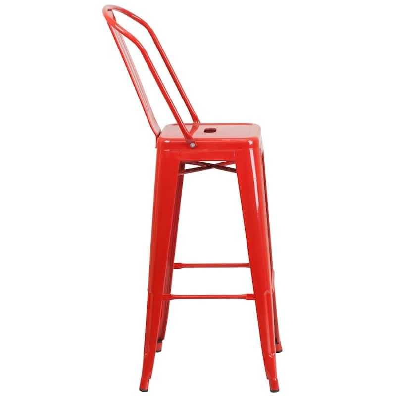 30'' High Metal Indoor-Outdoor Barstool with Back
