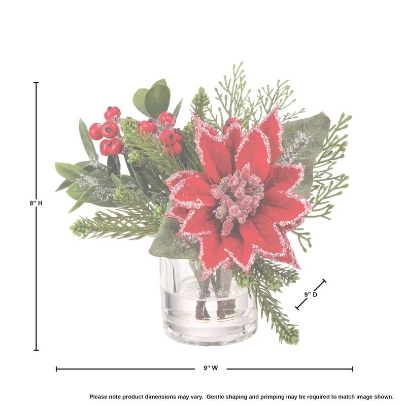 9" Iced Poinsettia Arrangement