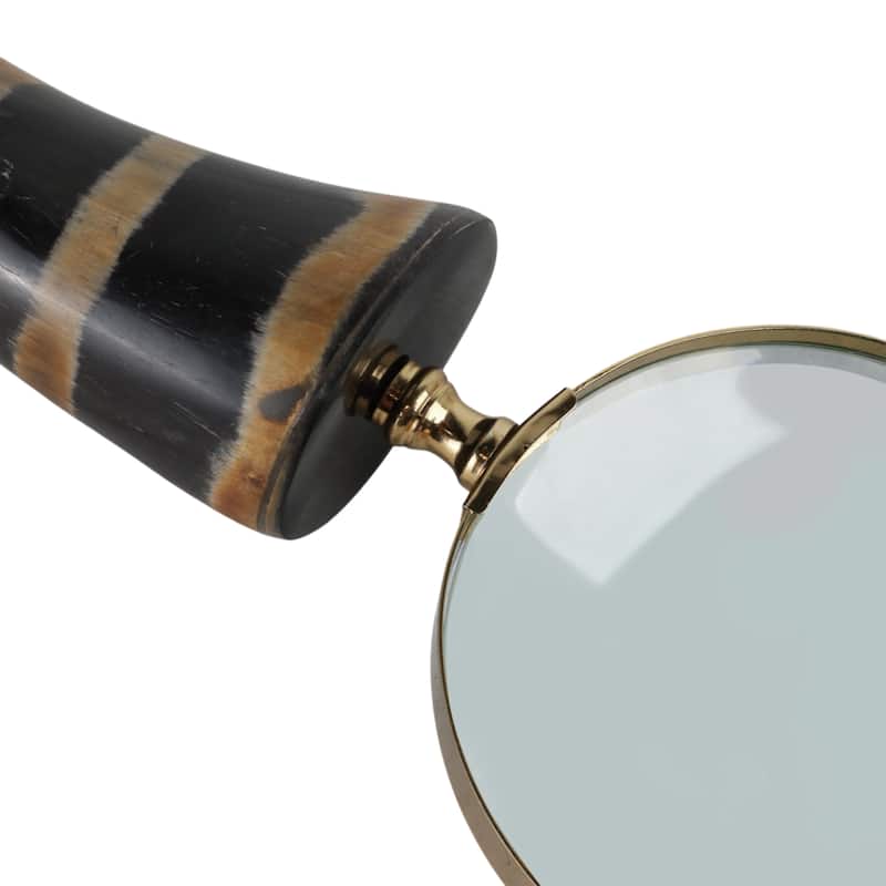 Glass Buffalo Horn Magnifying Glass Modern Casual Style - 2" Black - 11" x 4" x 2"