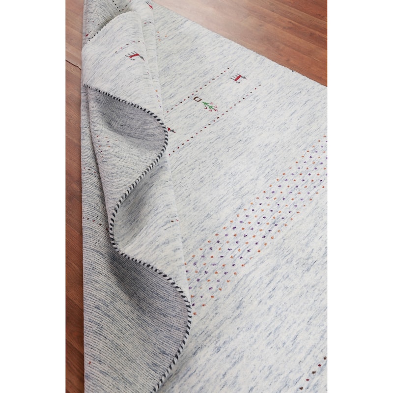 Hand Knotted Oriental 100% Wool Carpet Tribal Animal Pictorial Beige & Ivories Gabbeh Area Rug - 7' 10'' X 5' 2''