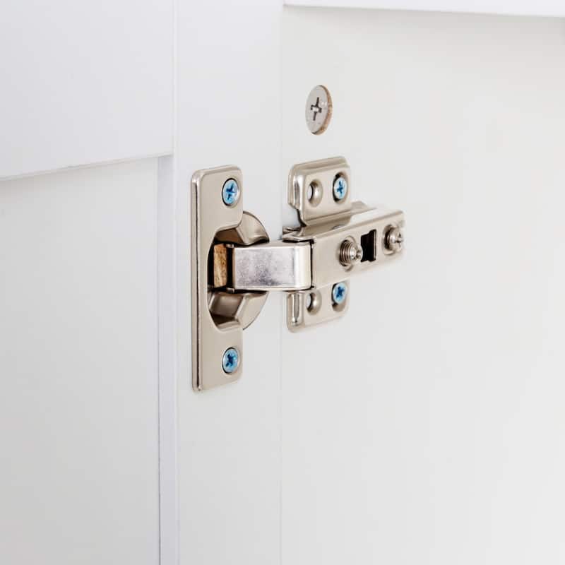 31.50" White Bathroom Wall Cabinet with Adjustable Shelf and 5 Hooks