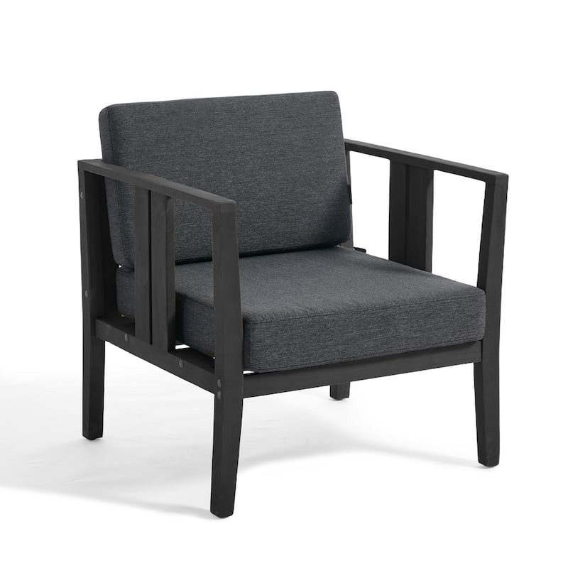 Casual 29"W Outdoor Patio Armchair Set In Solid Teak Wood with Cushion