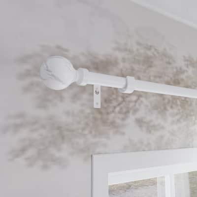 Acroma Adjustable Single Curtain Rod and Coordinating Finial Set