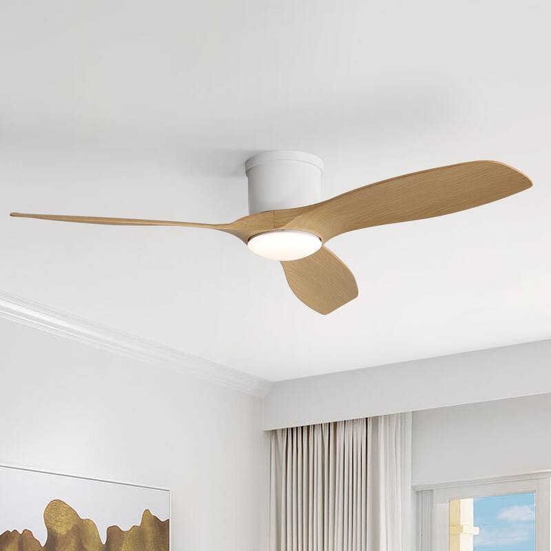 52 Inch Matte White Smart Ceiling Fan with Light 3 ABS Blades DC Motor and Reversible Function