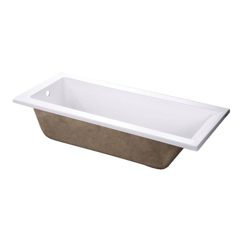 Kingston Brass Aqua Eden 67" Drop In Acrylic Soaking Tub with - White