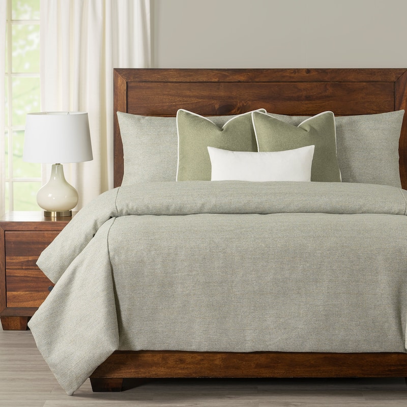 Perfomance Tweed Duvet Cover & Insert Set - Glass Green - King - 7 Piece