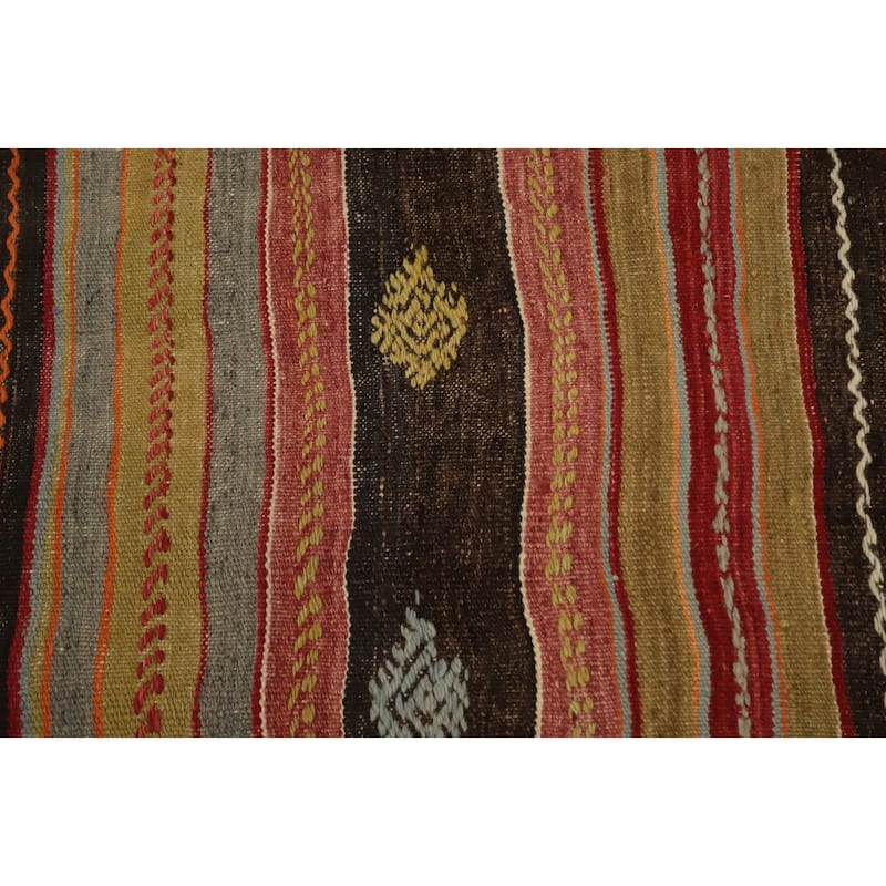 Hand Woven Oriental 100% Wool Carpet Southwestern Tribal Multi-Colored Kilim Area Rug - 9' 8'' X 4' 10''