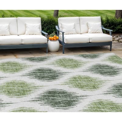 HomeRoots Ikat Transitional Rectangle Outdoor Rug