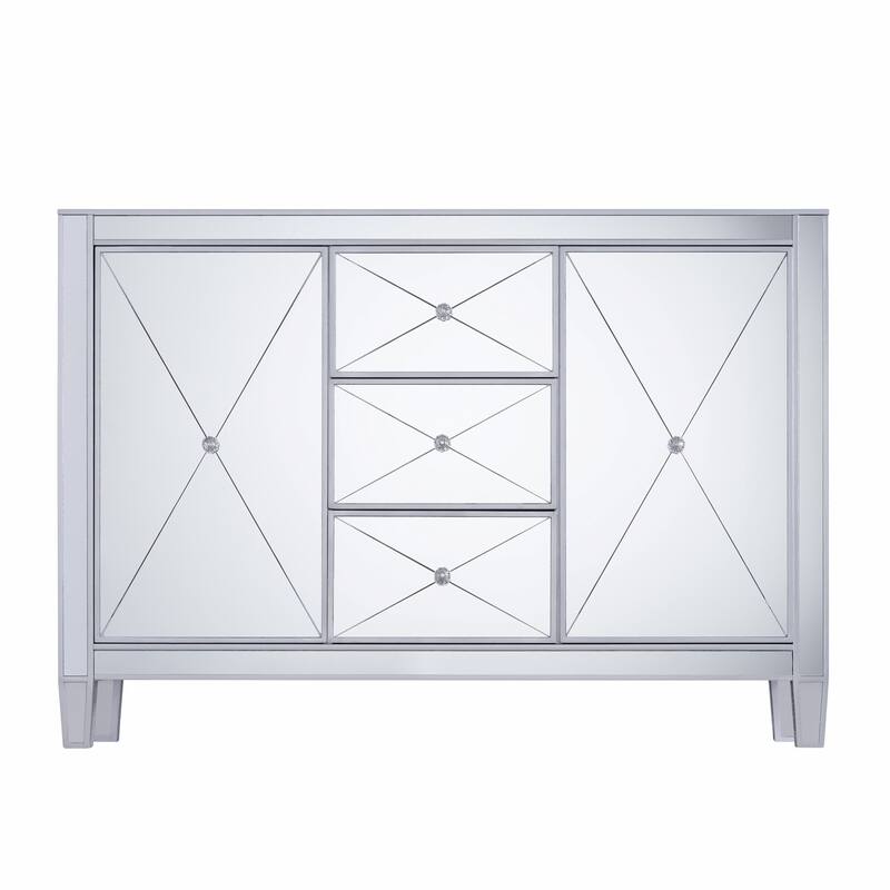 HomeRoots Glamorous Mirrored Bling Multi Storage Accent Cabinet - 50.25' X '35.25' X '16