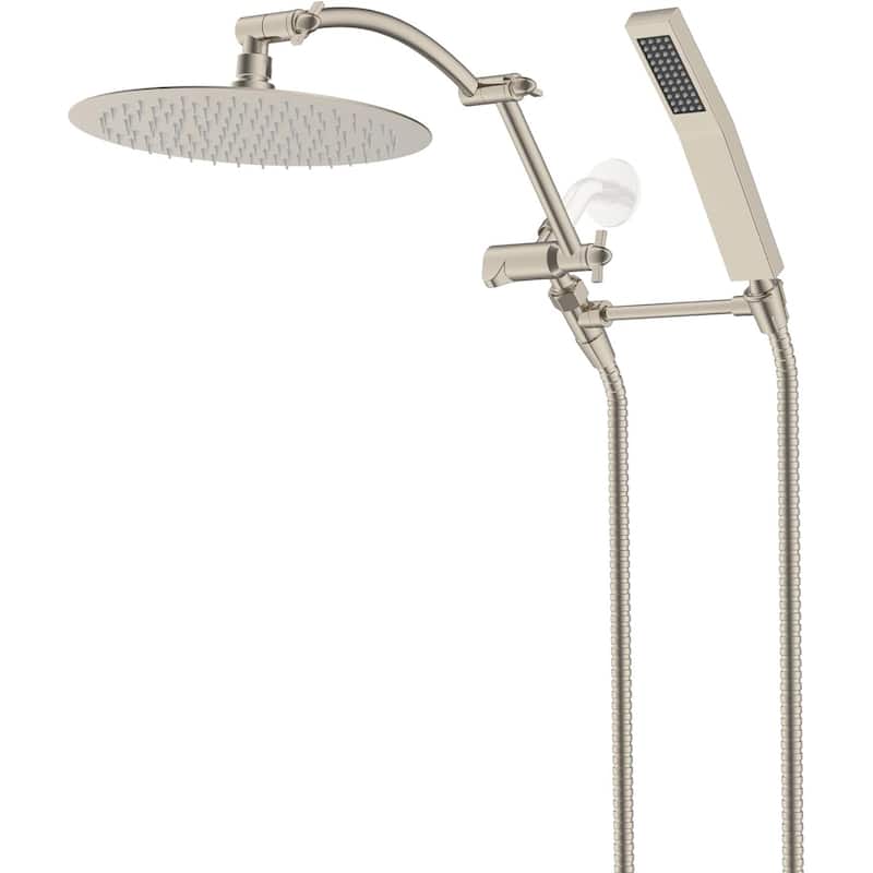Metal 10'' Round Rainfall Shower Head, High Pressure Handheld Shower - Brushed Nickel