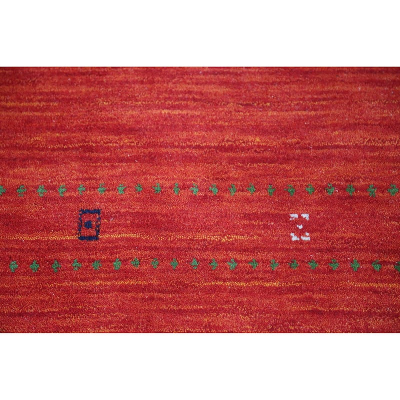 Modern Tribal Gabbeh Indian Rug Handmade Orange Wool Carpet - 4'6" x 6'4"