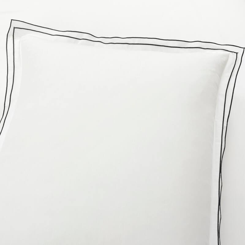 Lush Decor Hampton Double Flange Embroidered Contrast Edge Comforter 3 Pieces Set