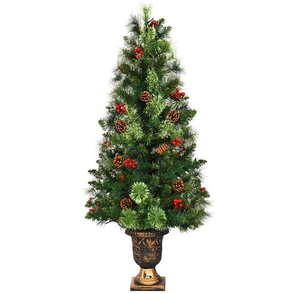 Shop Costway 3ft Pre Lit Christmas Entrance Tree In Urn W 40 Led