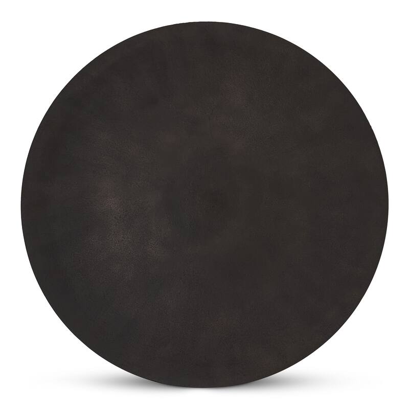 NADAAL STUDIOS Renric Outdoor Coffee Table, Round Cast Aluminum with Grooved Legs, Black Finish