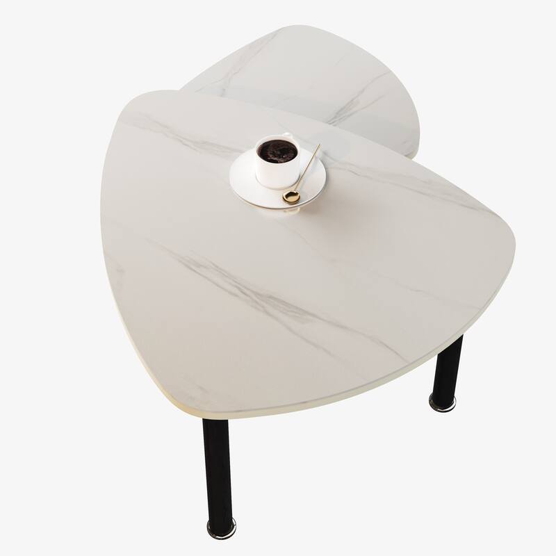 GDFStudio - Vesper 360 Degree Rotatable Nesting Coffee Table with Solid Rubberwood Legs