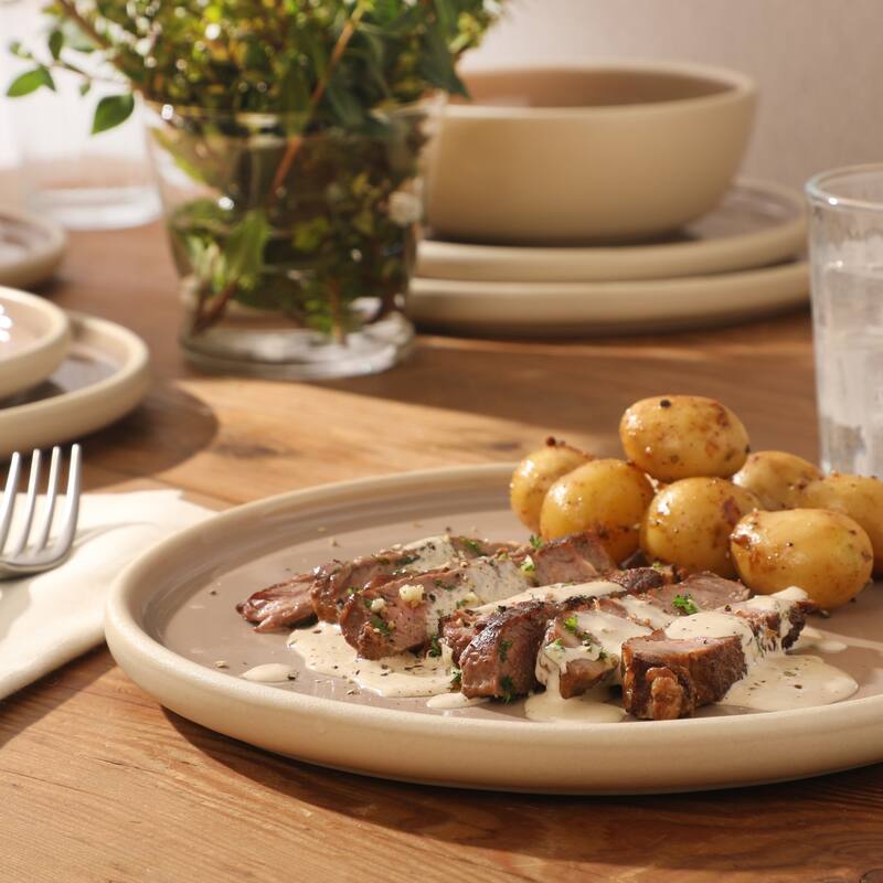 Gibson Elite - Made in Portugal - Port Gaia 12 Piece (Service for 4) Reactive Glaze Dishes Stoneware Ceramic Dinnerware Set