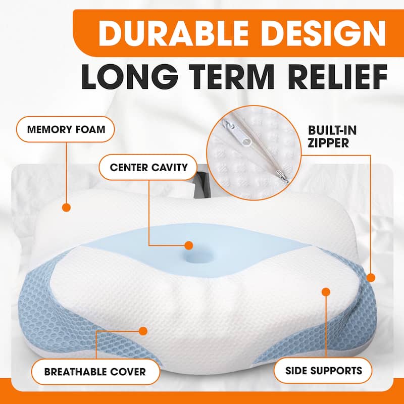 Cheer Collection Orthopaedic Memory Foam Cervical Pillow With Washable Cover