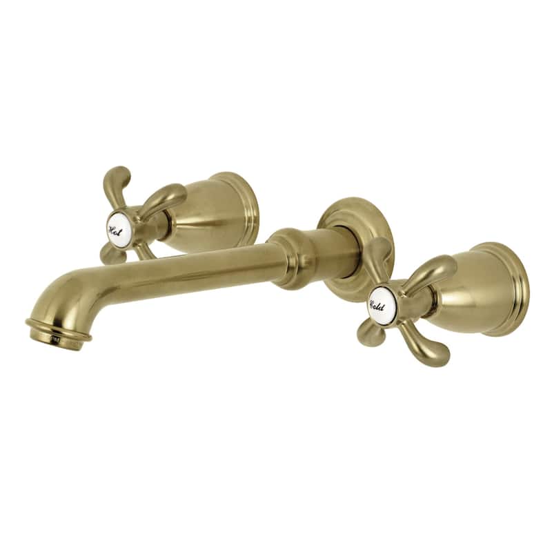 Kingston Brass French Country Two-Handle 3-Hole Wall Mount Bathroom Faucet - Brushed Brass