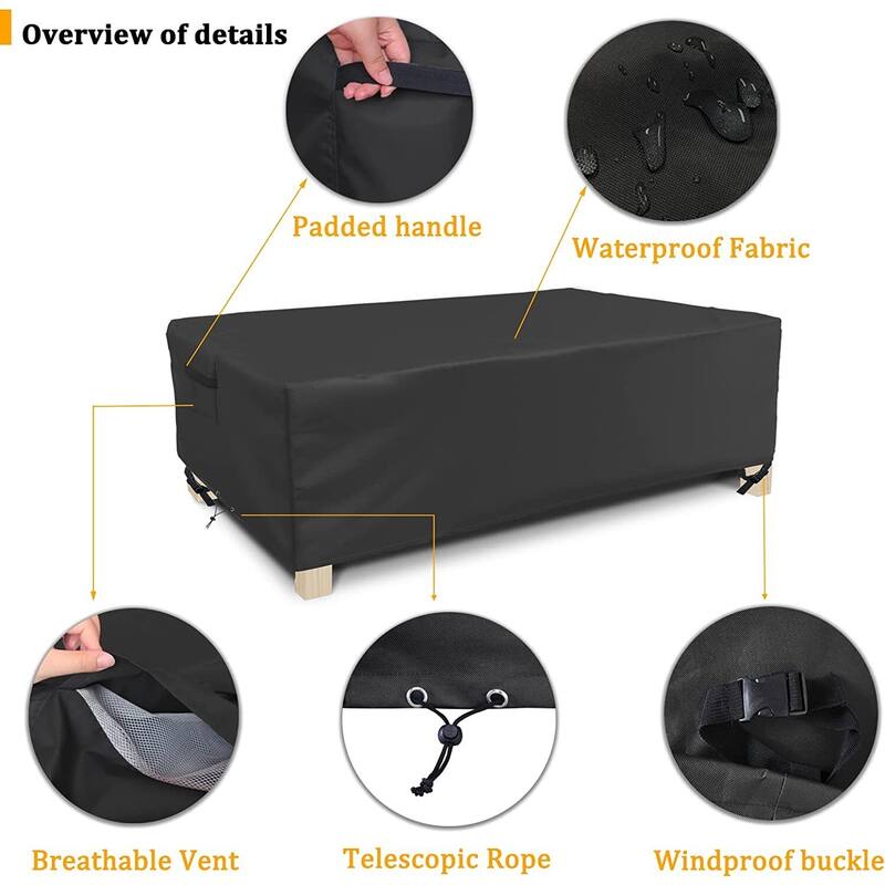 Patio Coffee Table Cover, Waterproof Outdoor Furniture Rectangular Small Table Covers - 126*62*28