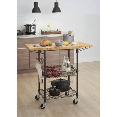 TRINITY PRO Bamboo Kitchen Cart in Bronze Anthracite
