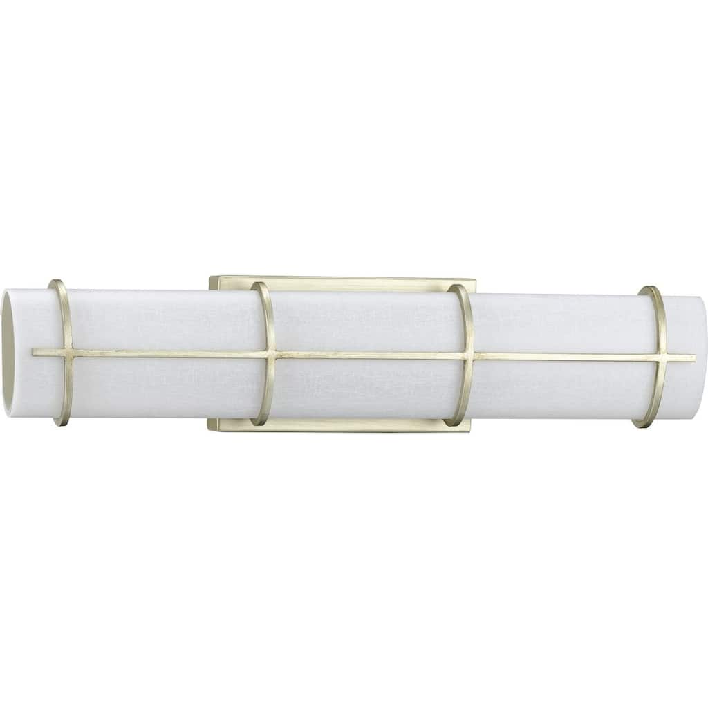 Grid LED Collection 1-Light Silver Ridge White Linen Glass LED Modern Wall Light