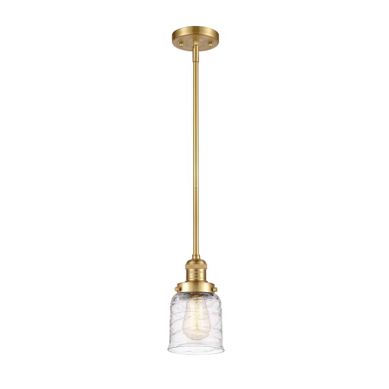 Innovations Lighting Franklin Restoration Bell - 1 Light 5" Stem Hung Mini Pendant - Deco Swirl/Satin Gold