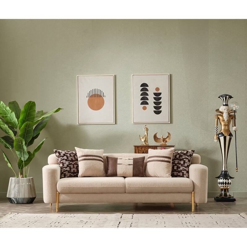 Kevin Living Room 3 Seat Sofa - Beige