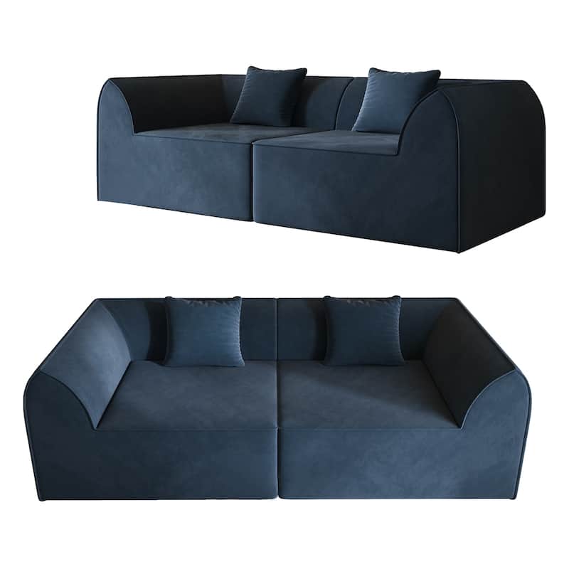 Compressed Memory Foam Sofa with PillowS, 2-Seater Lounger Daybed