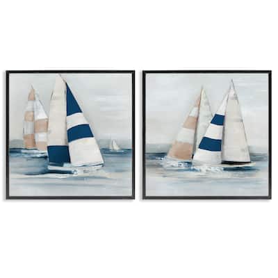Stupell Sailboat Fleet Voyage Framed Giclee Art Design By Sally Swatland (Set of 2)