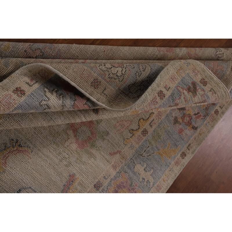 Transitional Oushak Turkish Area Rug Hand-Knotted Wool Carpet - 5'0"x 7'11"