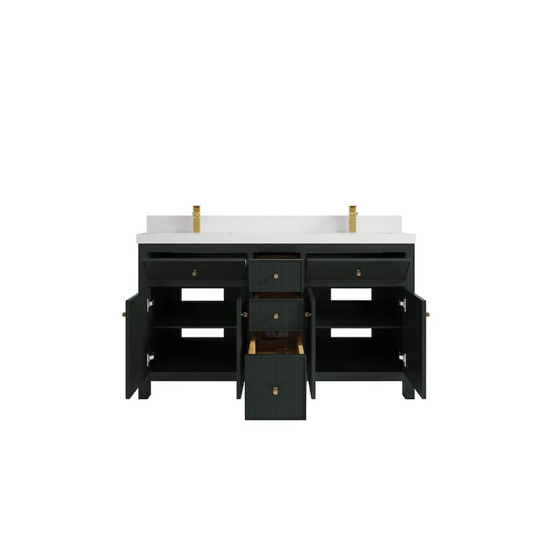 Willow Collections 60 in W x 22 in D Sonoma Free Standing Reeded Double Sink Bathroom Vanity with Countertop
