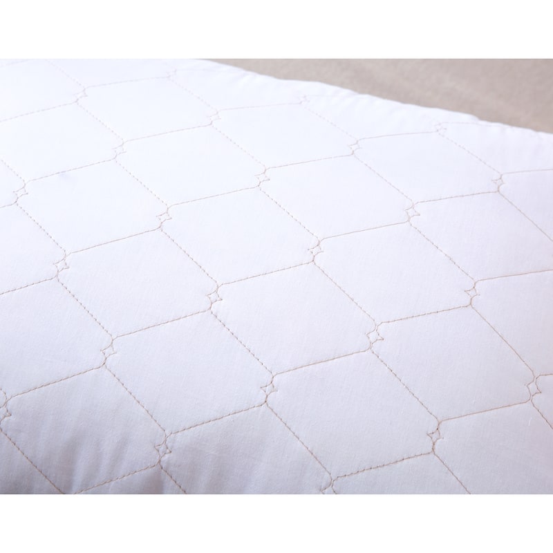 Feather and Loom Cotton Quilted Nano Feather Pillow - White