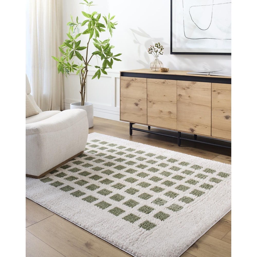 Livabliss Fossay Shag Modern & Contemporary Checkered Washable Area Rug