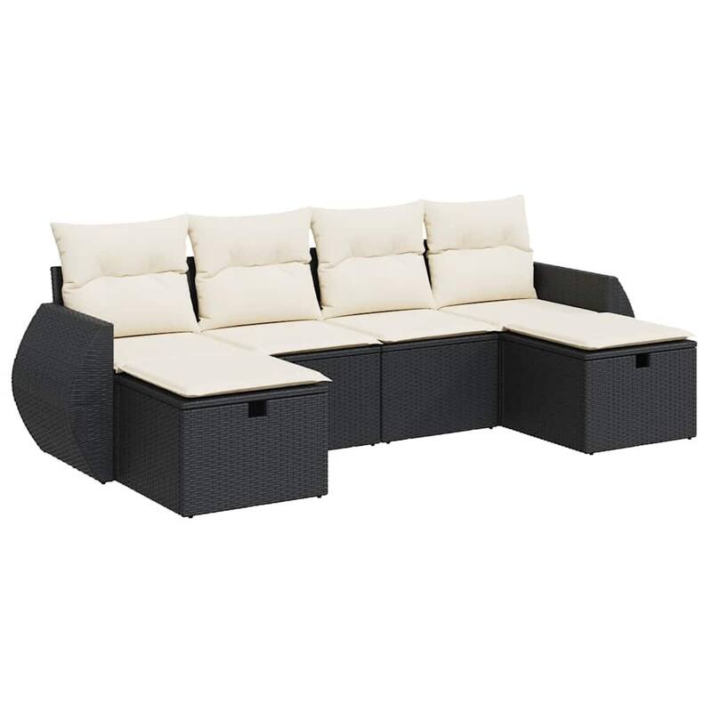 vidaXL Patio Sofa Set with Cushions Outdoor Furniture 6 Piece Poly Rattan