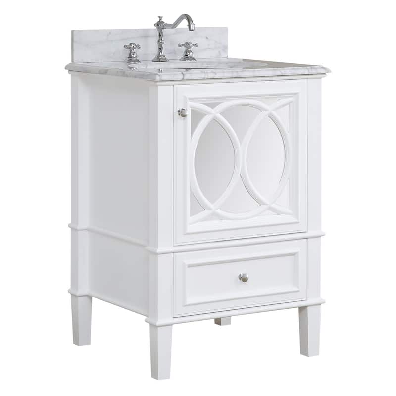 KitchenBathCollection Olivia 24" Bathroom Vanity with Carrara Marble Top