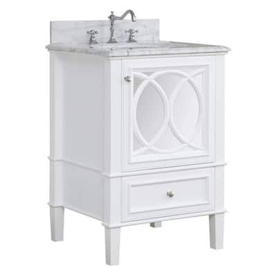 KitchenBathCollection Olivia 24" Bathroom Vanity with Carrara Marble Top