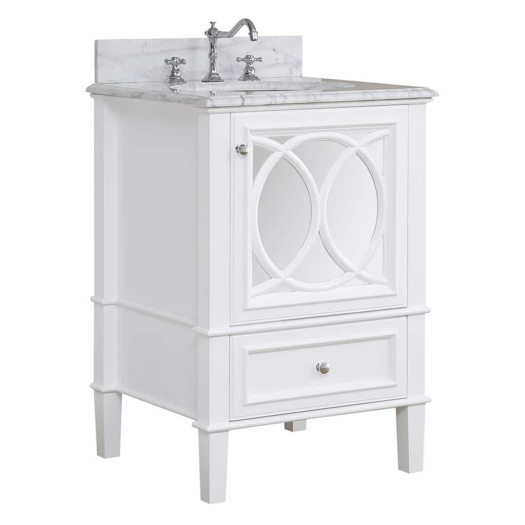 KitchenBathCollection Olivia 24" Bathroom Vanity with Carrara Marble Top
