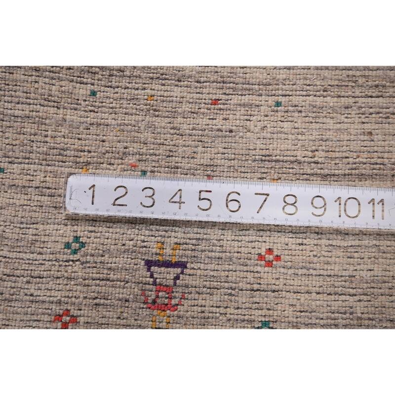 Striped Tribal Gabbeh Square Area Rug Handmade Wool Carpet - 8'0" X 7'11"