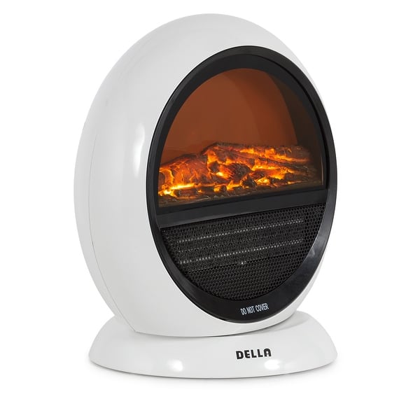 Della 1500W Freestanding Electric Fireplace with 3D Flame Effect,  Oscillating, White - Bed Bath u0026 Beyond - 15874351