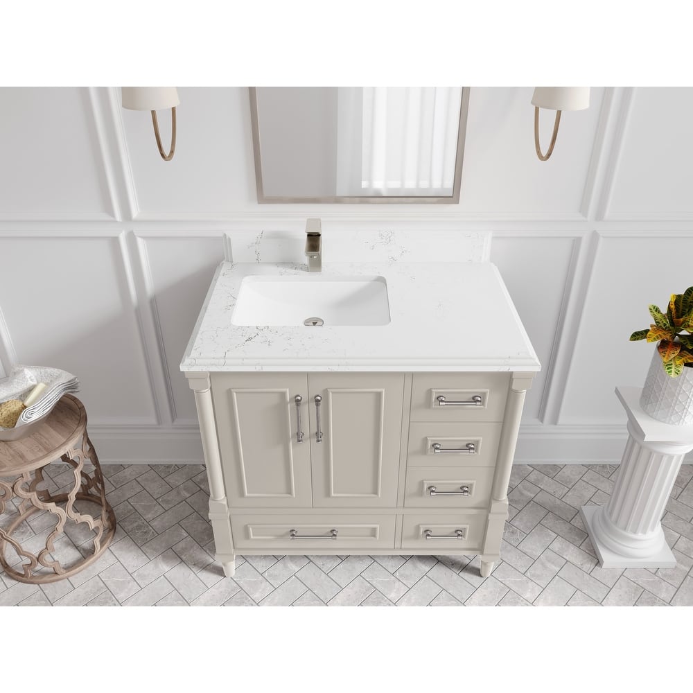 Willow Collections 36 in. W x 22 in. D Aberdeen Left Offset Sink Bathroom Vanity with Countertop