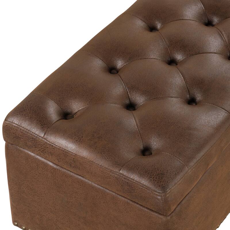 DH Basic Modern Brian 48-inch Rectangular Linen Storage Ottoman Bench by Denhour