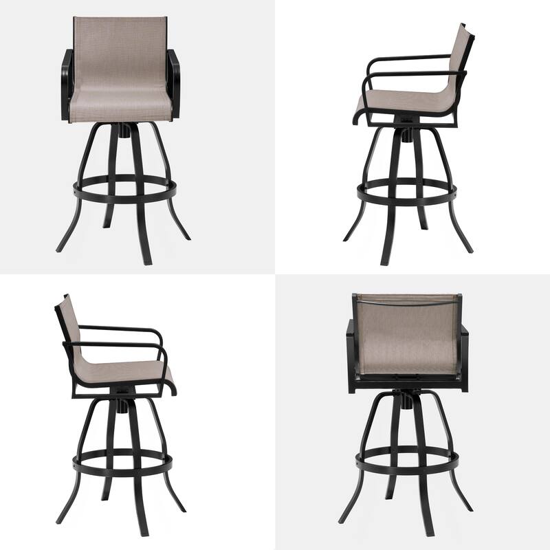 Pellebant Outdoor Aluminum Swivel Barstool Patio Bar Stools with Sunbrella Fabric - 18.31"Lx18.31"Wx43.31"H