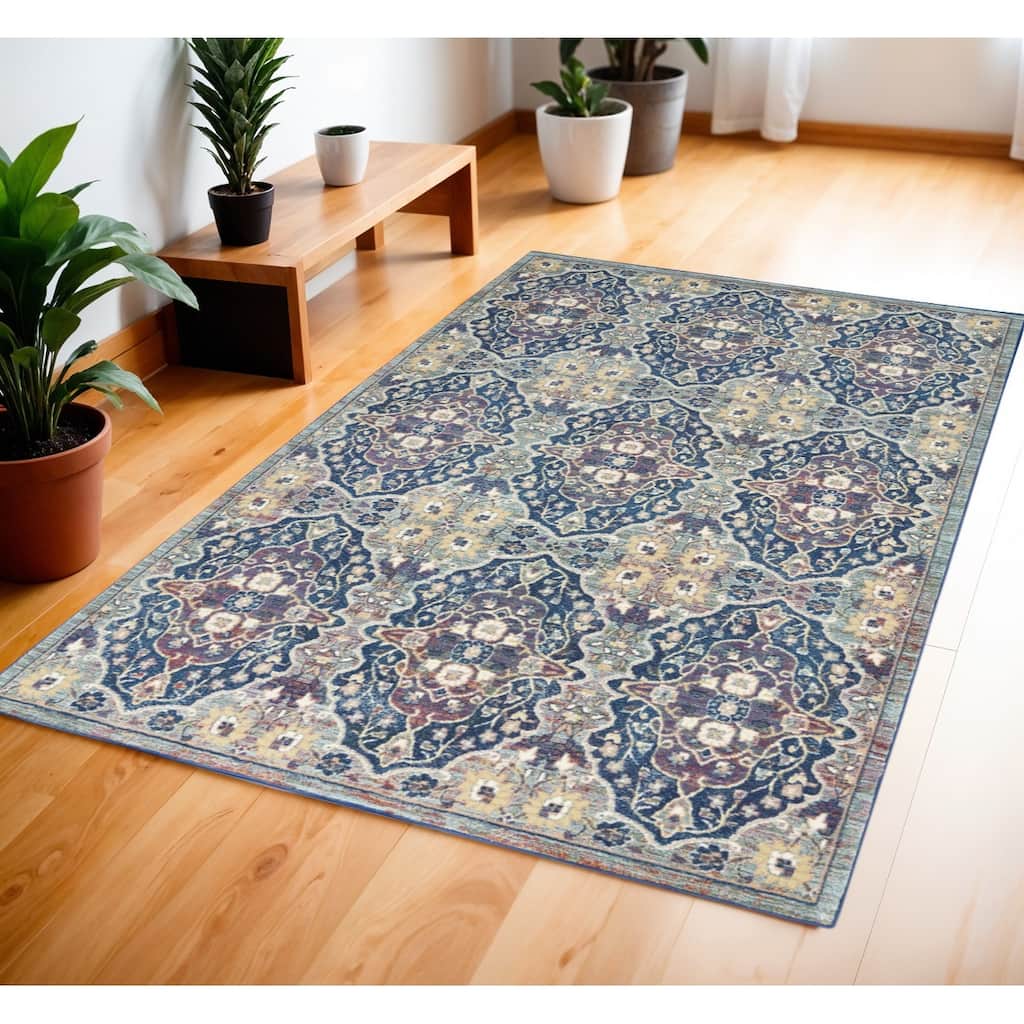 Jequp Power Loomed Distressed Floral Traditional Non Skid Area Rug By HomeRoots - 72' X '48' X '0.5