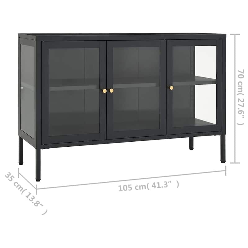 vidaXL Sideboard Anthracite 41.3"x13.8"x27.6" Steel and Glass