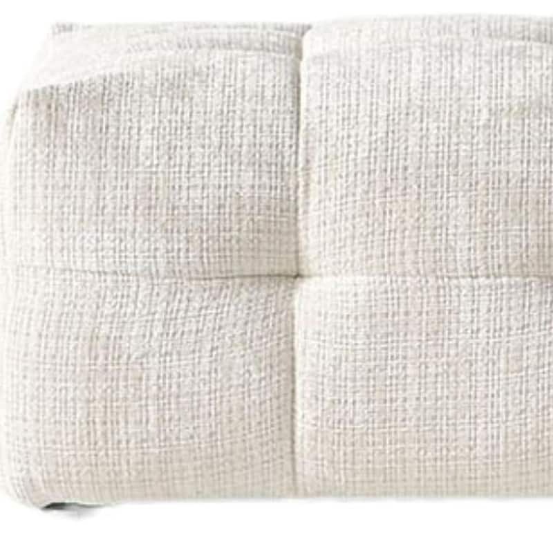 HomeRoots 36" Beige and Black Chenille Tufted Pouf Ottoman